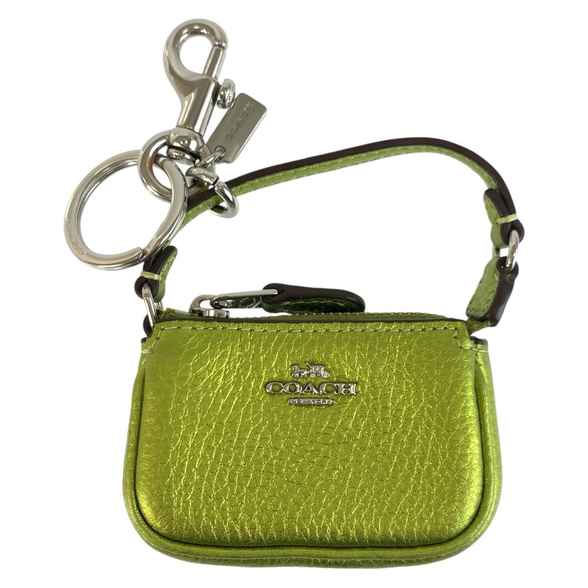 美品 COACH コーチ ミニ ノリータ グリーン メタリックグリーン レザー