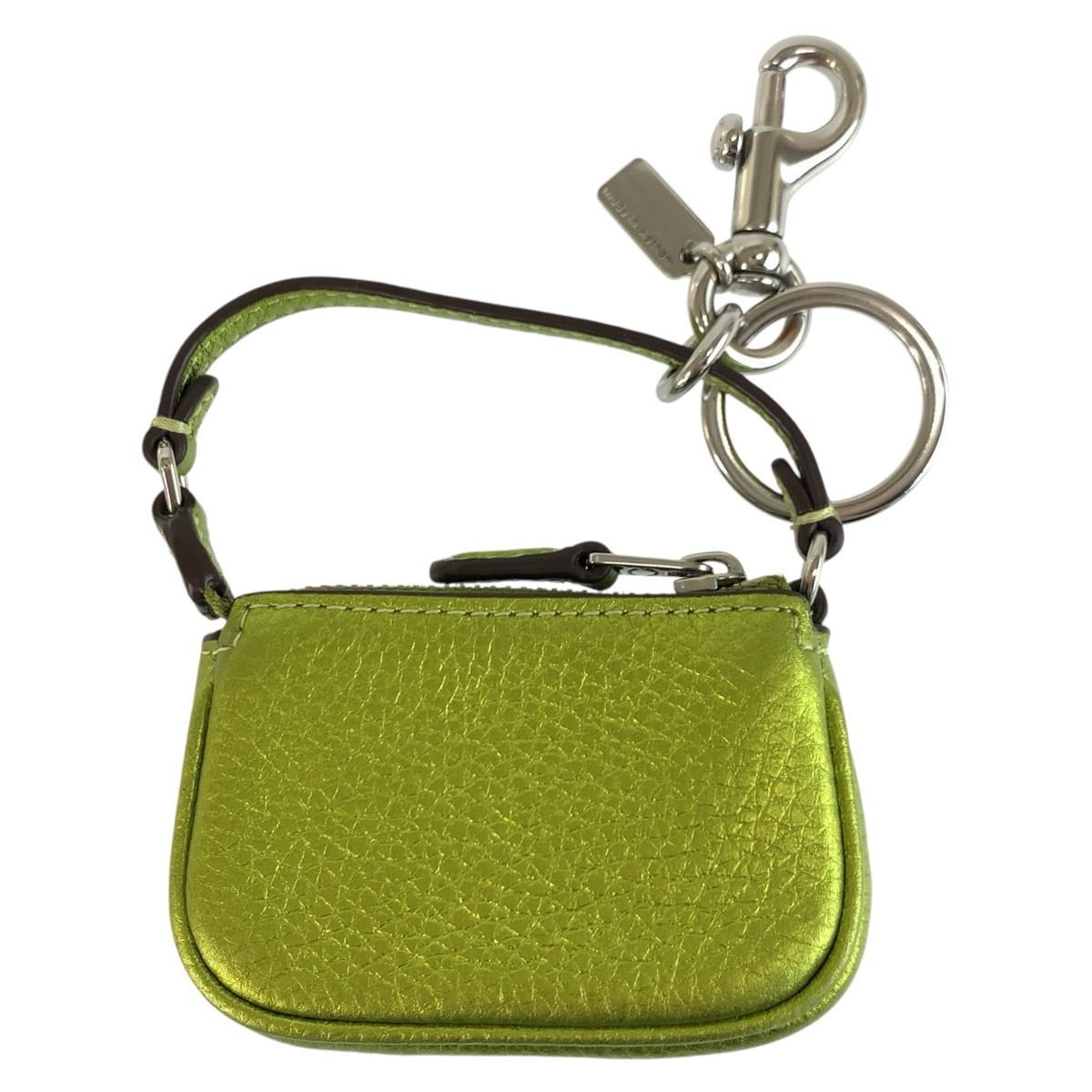 美品 COACH コーチ ミニ ノリータ グリーン メタリックグリーン レザー