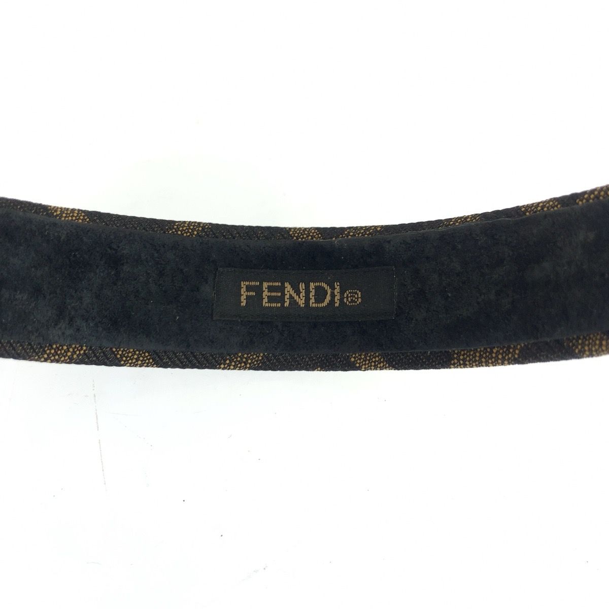 美品 FENDI フェンディ ズッカ ブラウン キャンバス ヘアアクセサリー