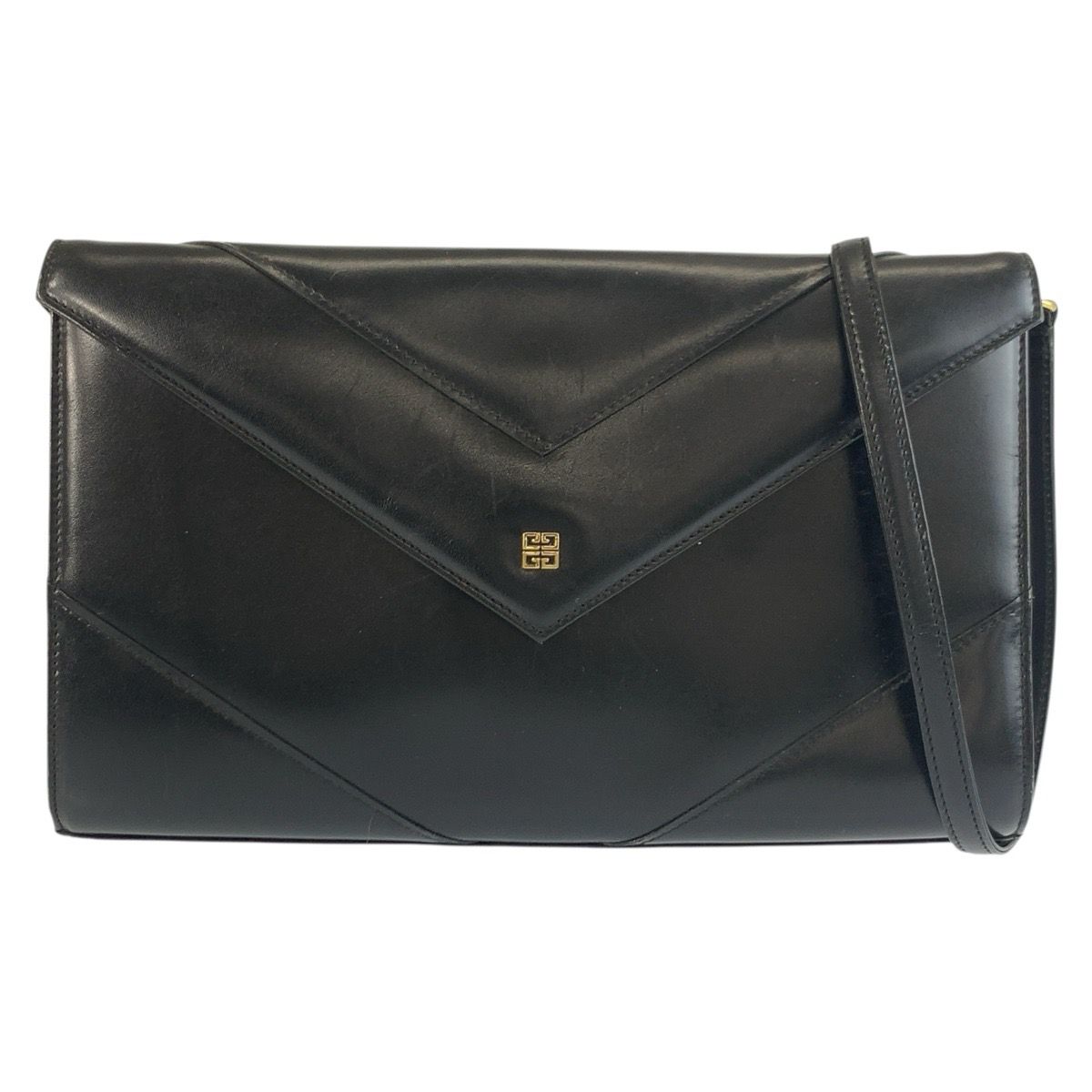 GIVENCHY ジバンシィ ヴィンテージ ブラック 黒 ゴールド金具 レザー