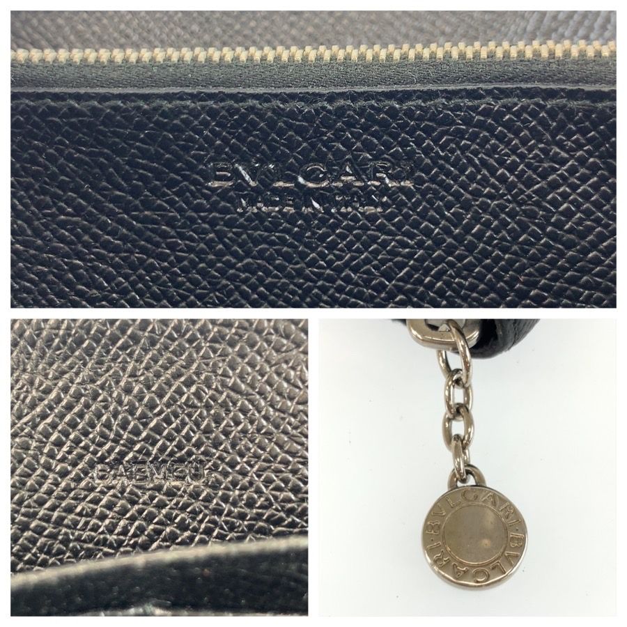 BVLGARI ブルガリ ブラック 黒 シルバー金具 レザー 長財布 ロングウォレット メンズ 603553 【中古】 BVLGARI ブルガリ ブラック 黒 シルバー金具 レザー 長財布 ロング
