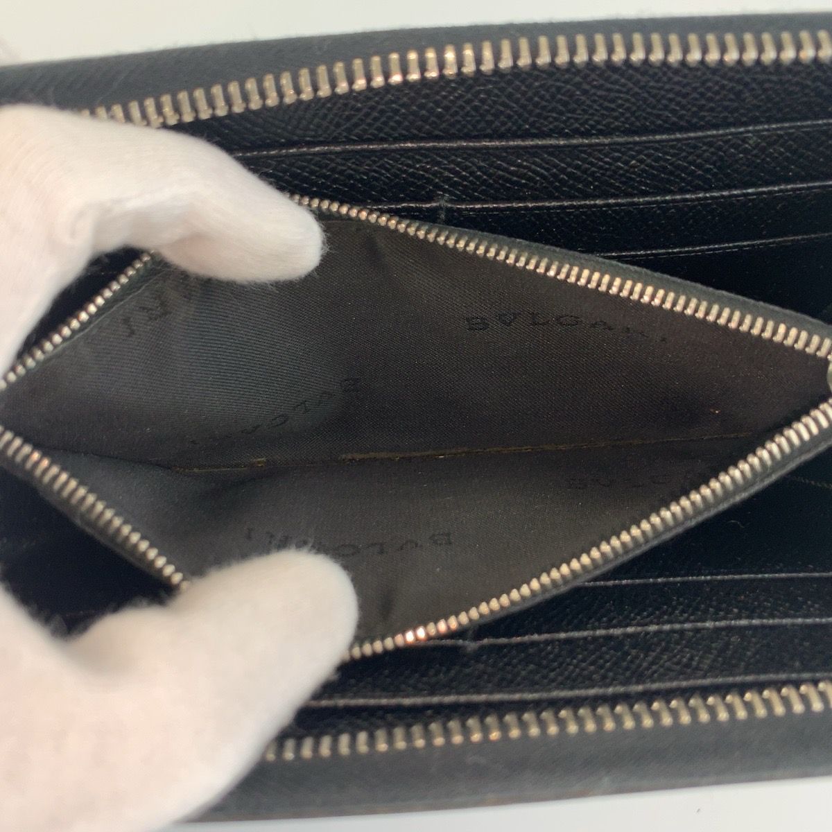 BVLGARI ブルガリ ブラック 黒 シルバー金具 レザー 長財布 ロング