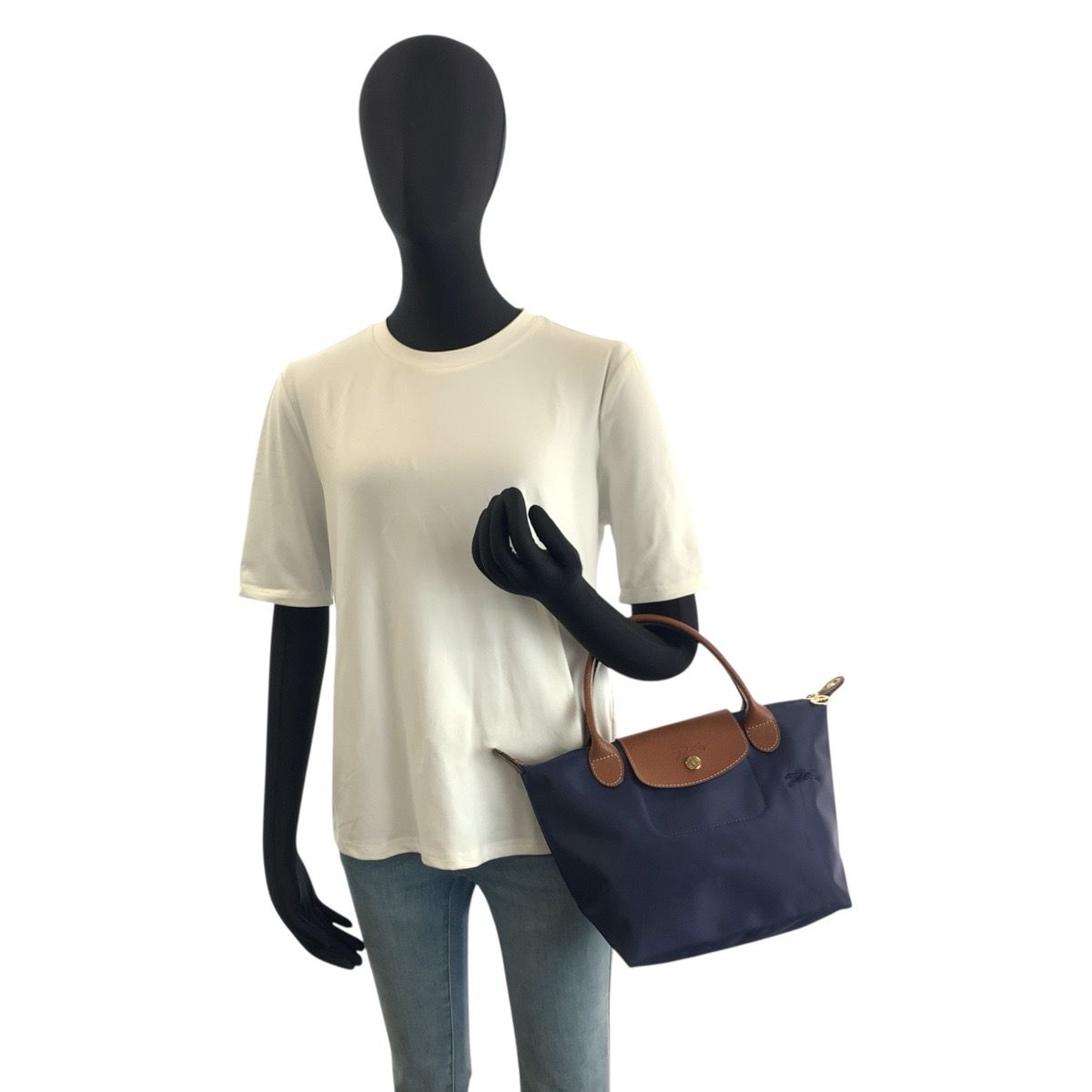 美品 Longchamp ロンシャン ル プリアージュ ネイビー ブラウン 