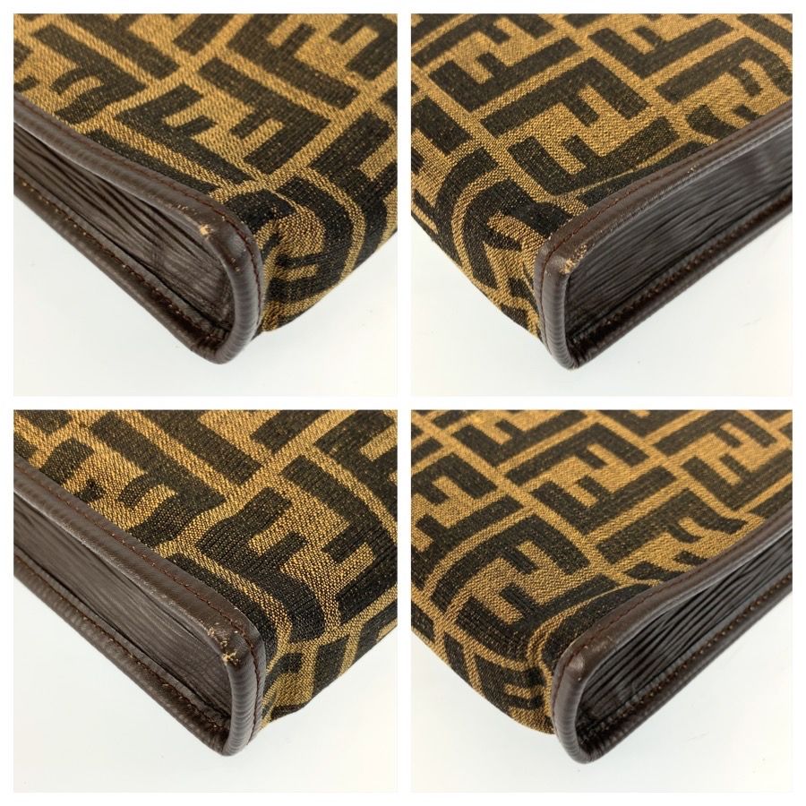FENDI フェンディ ヴィンテージ ズッカ ブラウン キャンバス クラッチ