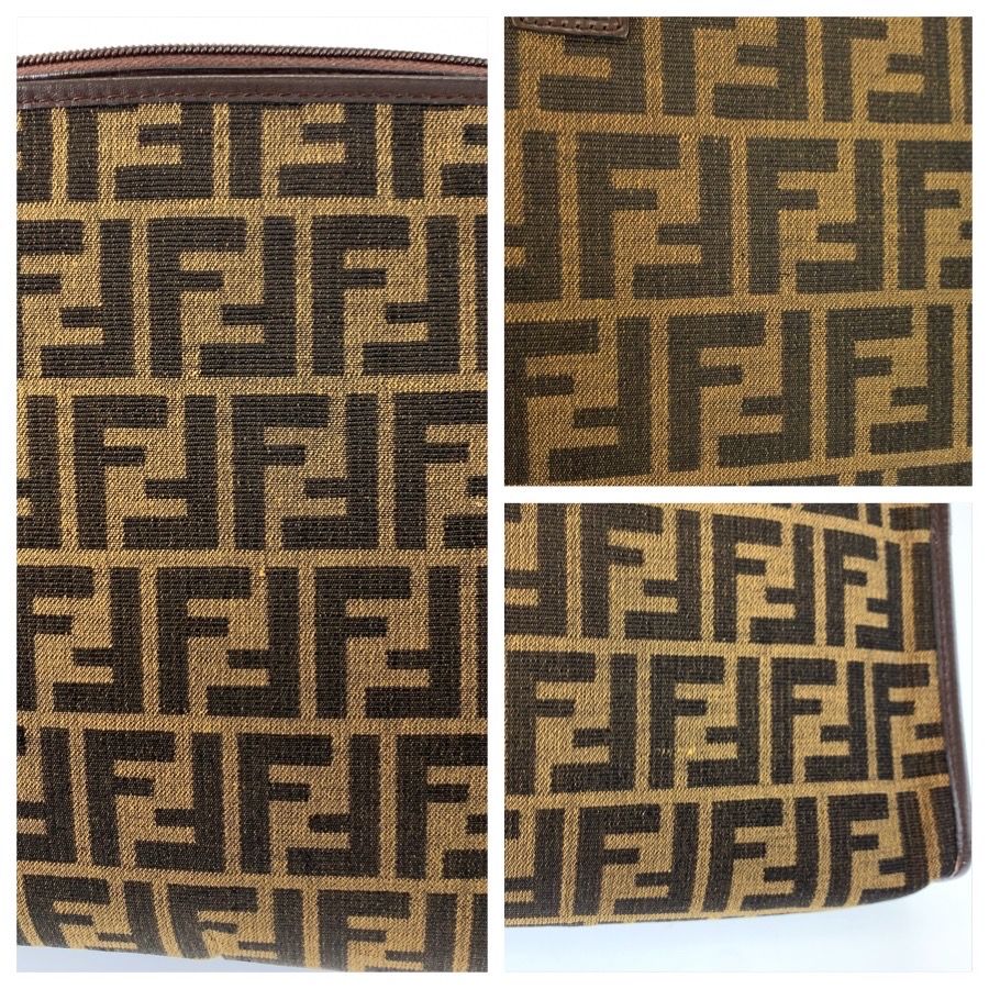 FENDI フェンディ ヴィンテージ ズッカ ブラウン キャンバス クラッチ