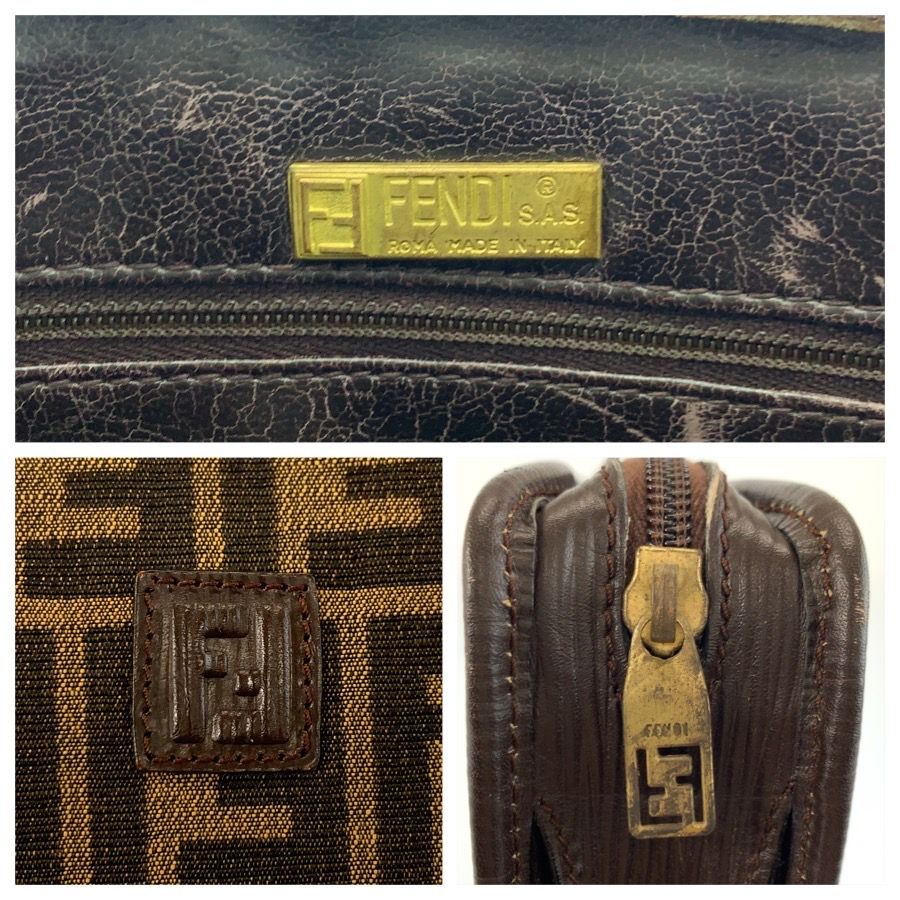 FENDI フェンディ ヴィンテージ ズッカ ブラウン キャンバス クラッチ