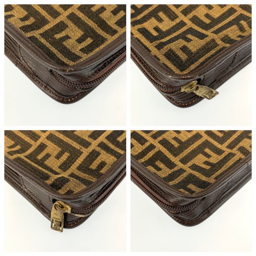 FENDI フェンディ ヴィンテージ ズッカ ブラウン キャンバス クラッチ