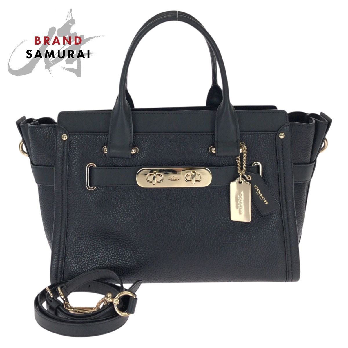 ☆COACH☆スワッガー ショルダーバッグ　2way 黒 ブラック 美品 COACH コーチ スワッガー 32 2way ブラック 黒 ゴールド金具