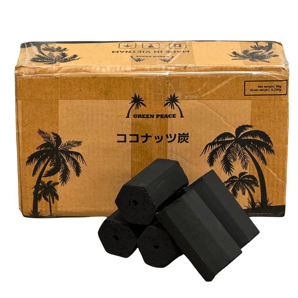 ココナッツ炭 5kg×4箱 20kg 【着火剤で簡単着火 & 4時間燃焼】 煙、ニオイが少ない エコ 成形炭 BBQ キャンプ 七輪 ヤシ殻炭 (爆ぜにくい/手袋付き)送料無料 0cfcfd1c