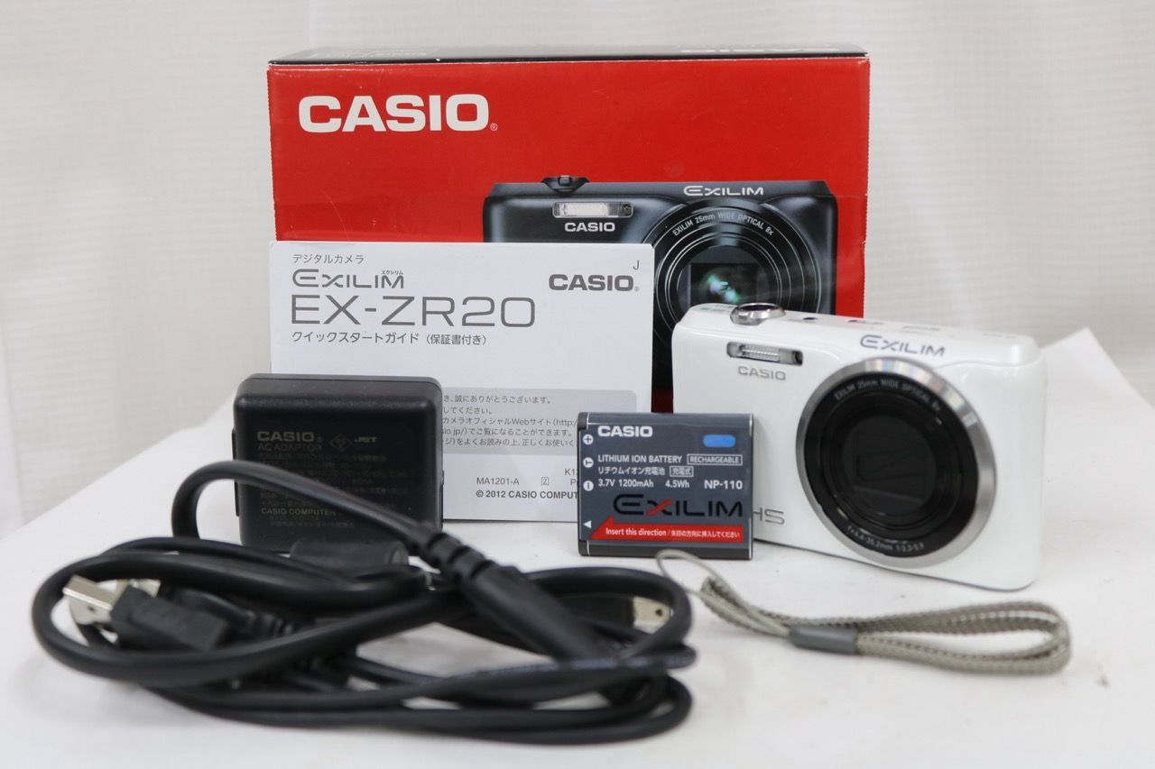 【返品保証】 【元箱付き】カシオ Casio EXILIM EX-ZR20 8x ホワイト バッテリー付き コンパクトデジタルカメラ e15634
