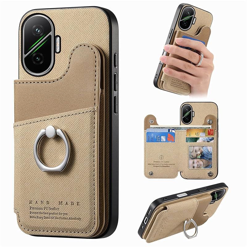 [Brand New] Xiaomi POCO F7 Case Notebook Type Xiaomi Poco F7 Smartphone Case with Carrying Ring Xiaomi POCO F7 5G Case Back Card Storage Poco F7 Cell Phone Cover Poco Shockproof Xiaomi Poco F7 K1 POCOF7