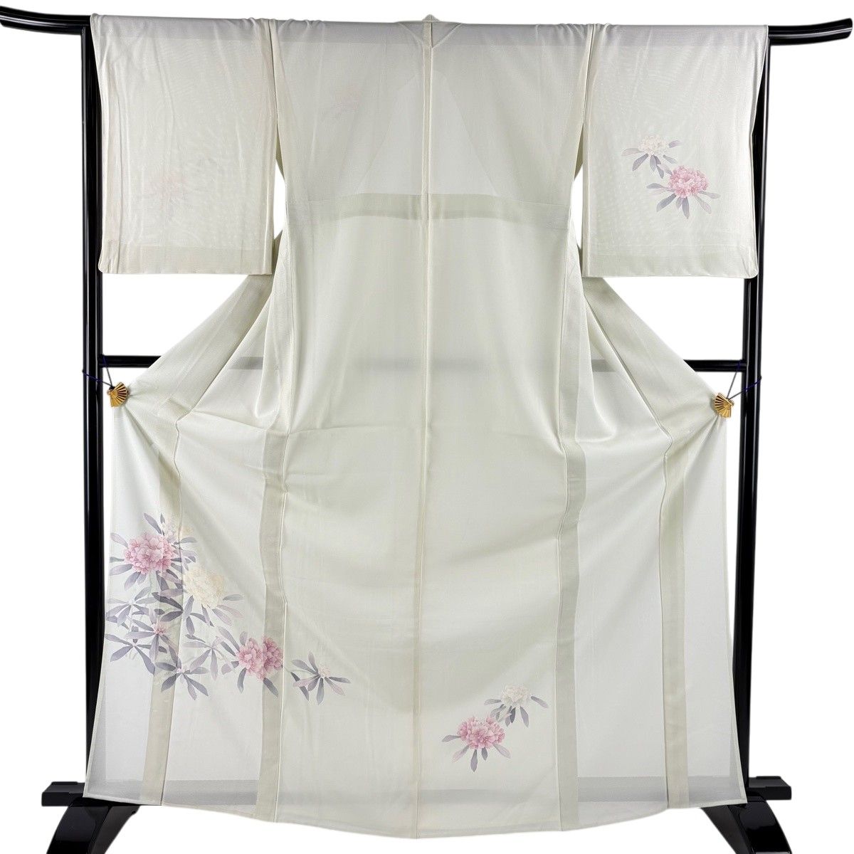 付下げ 身丈166.5cm 裄丈65.5cm M 薄物 絽 草花 薄緑 正絹 秀品 【中古】 8,850円