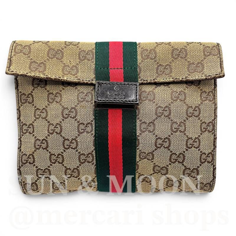 GUCCI グッチ シェリーライン GG柄 ロゴ クラッチ バッグ ポーチ GUCCI オールドグッチ GGキャンバス シェリーライン クラッチバッグ
