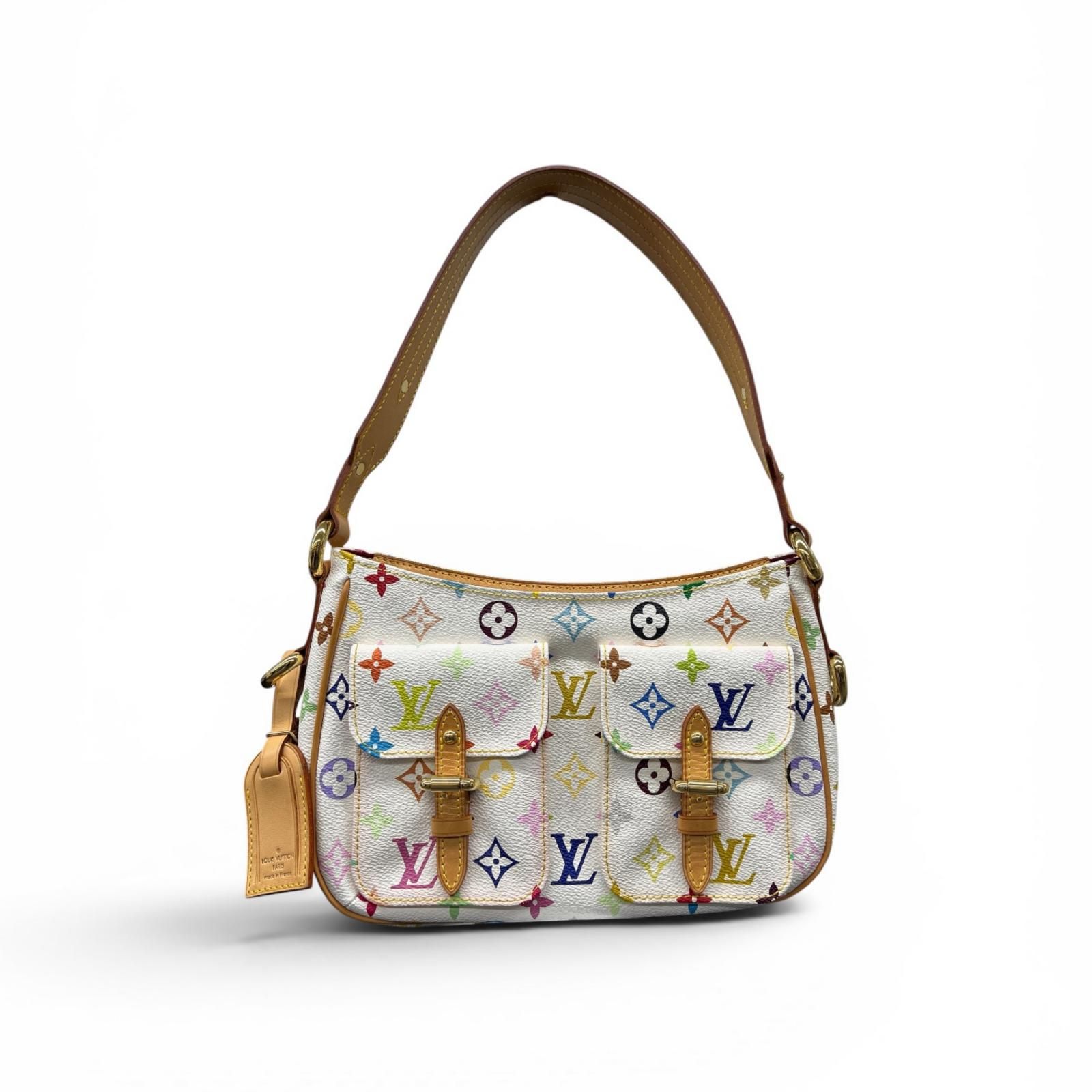 LOUIS VUITTON 希少 美品 ルイヴィトン ロッジPM モノグラムマルチカラー ブロン ショルダーバッグ M40053 PVC レザー FL1025 ホワイト ワンショルダー 村上隆 Y2K LV ABランク 中古 鑑定済