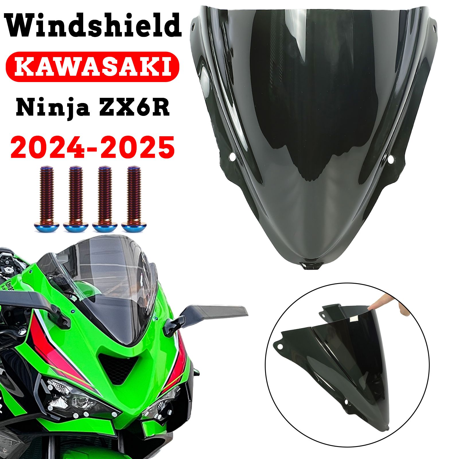 カワサキ ニンジャ ZX-6R 2024-2025 用 ダブルバブル ウインドシールド