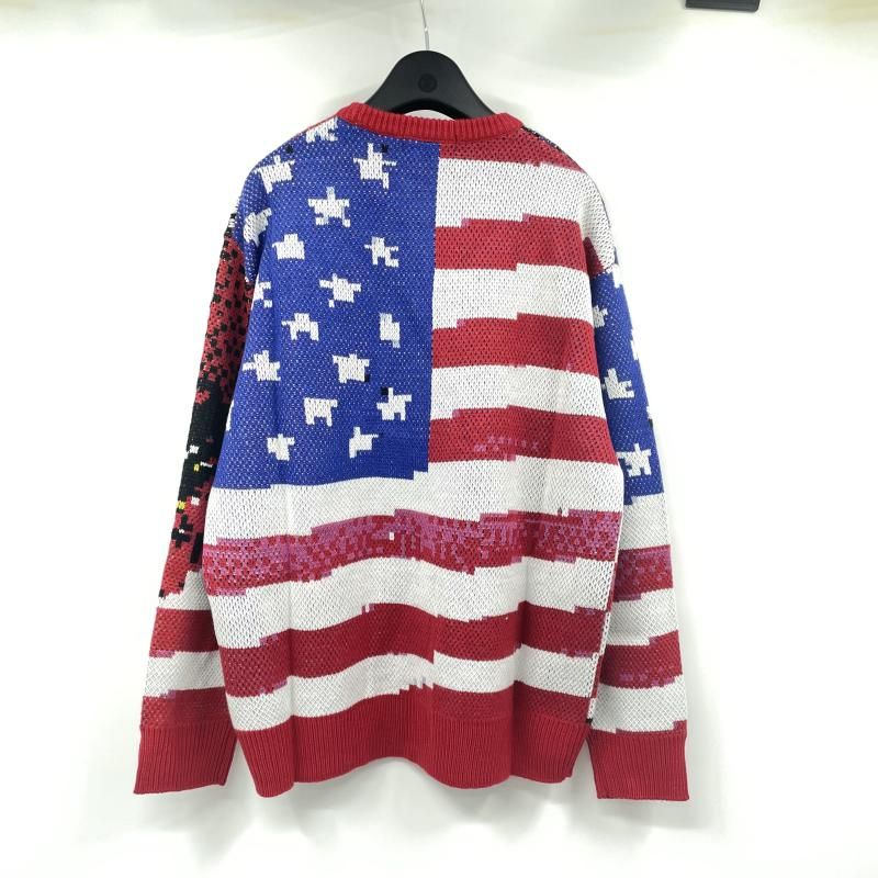 中古】Supreme Digital Flag Sweater サイズM 総柄 レッド