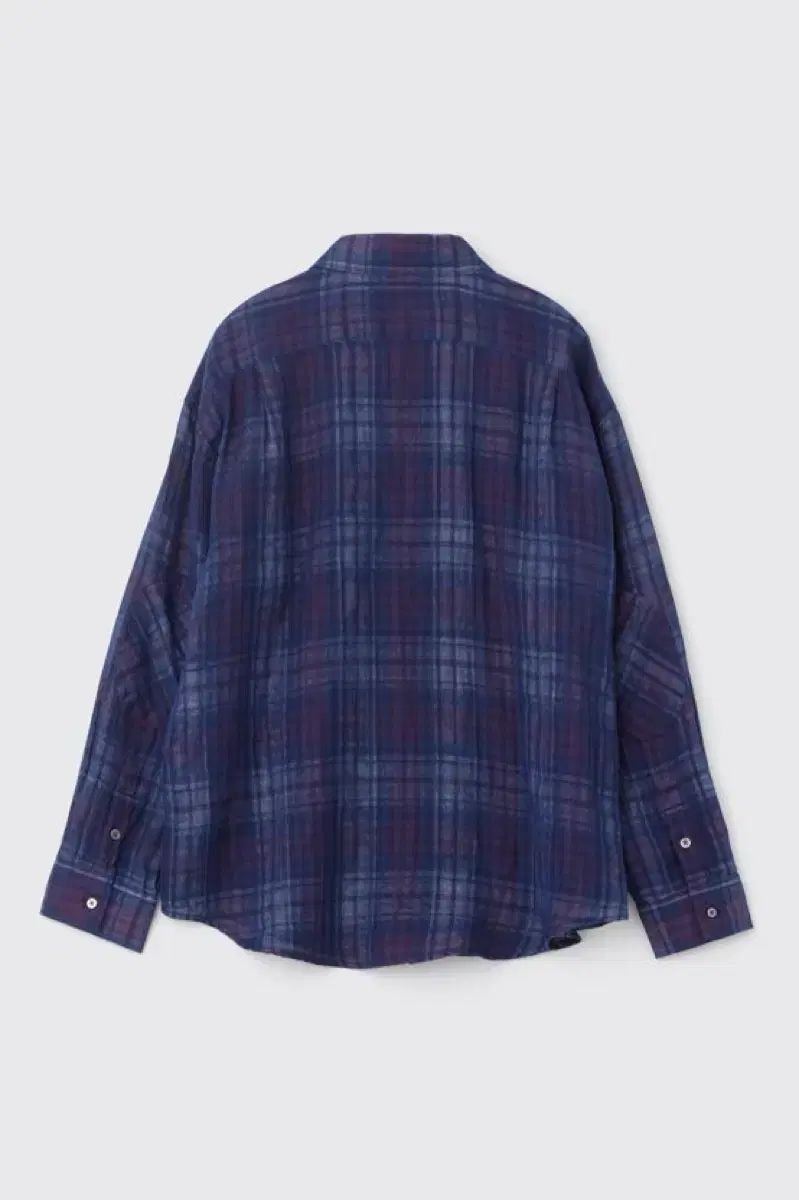 2) Hatchingroom Blue Archive CHECK シャツ ブルーピンク リネン