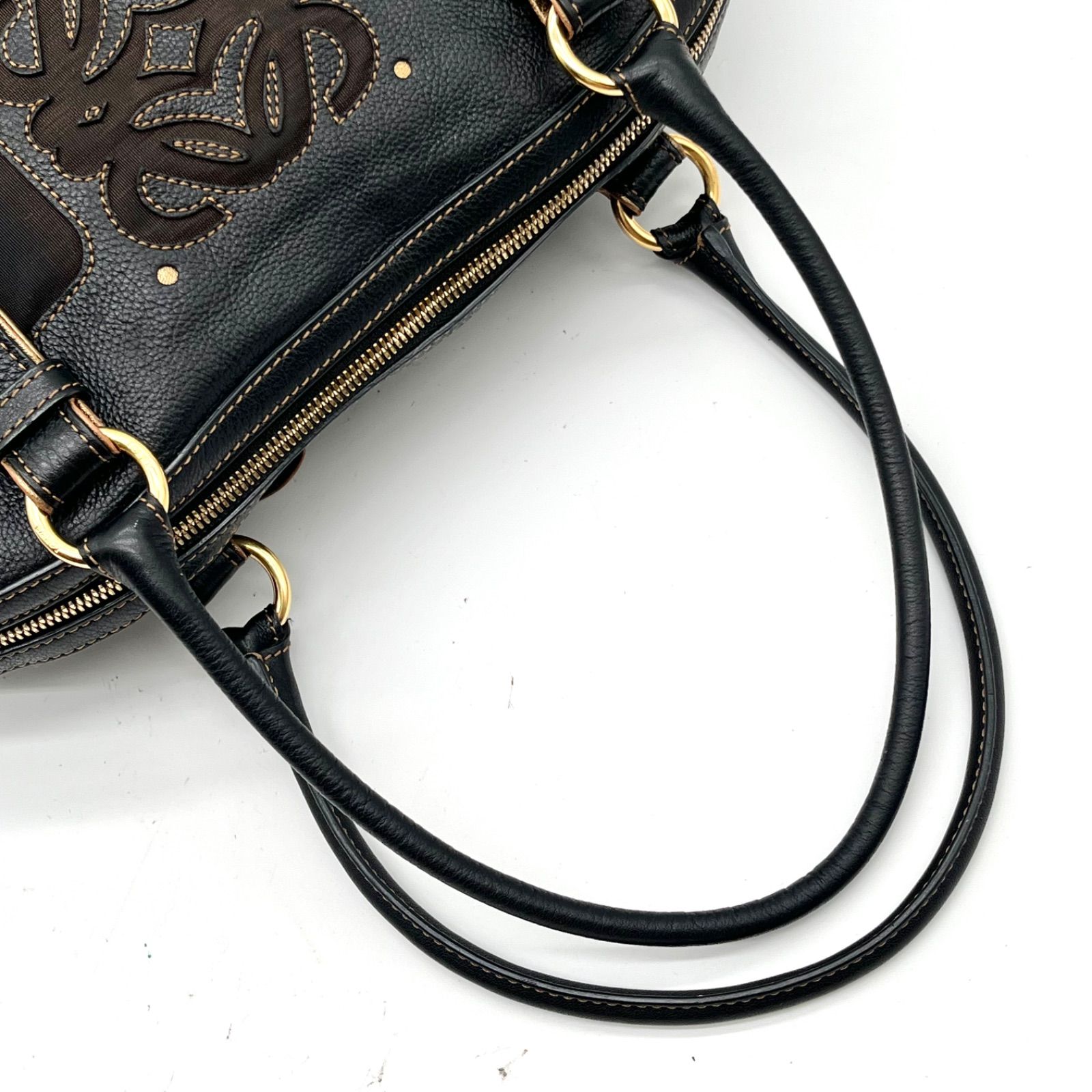 LOEWE ロエベ アナグラムロゴ ナイロン×レザー ショルダーバッグ