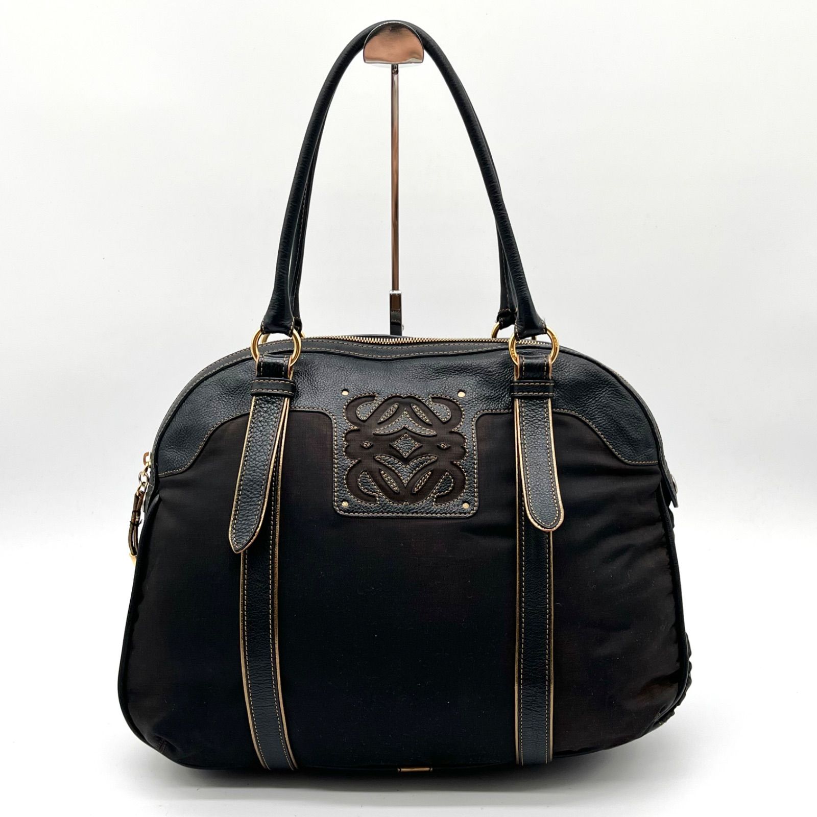 LOEWE ロエベ アナグラムロゴ ナイロン×レザー ショルダーバッグ