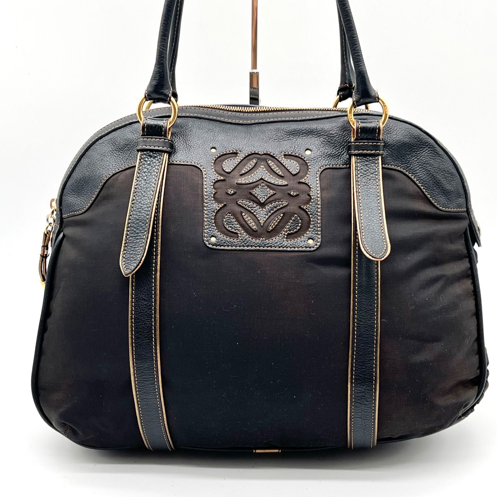 LOEWE ロエベ アナグラムロゴ ナイロン×レザー ショルダーバッグ 