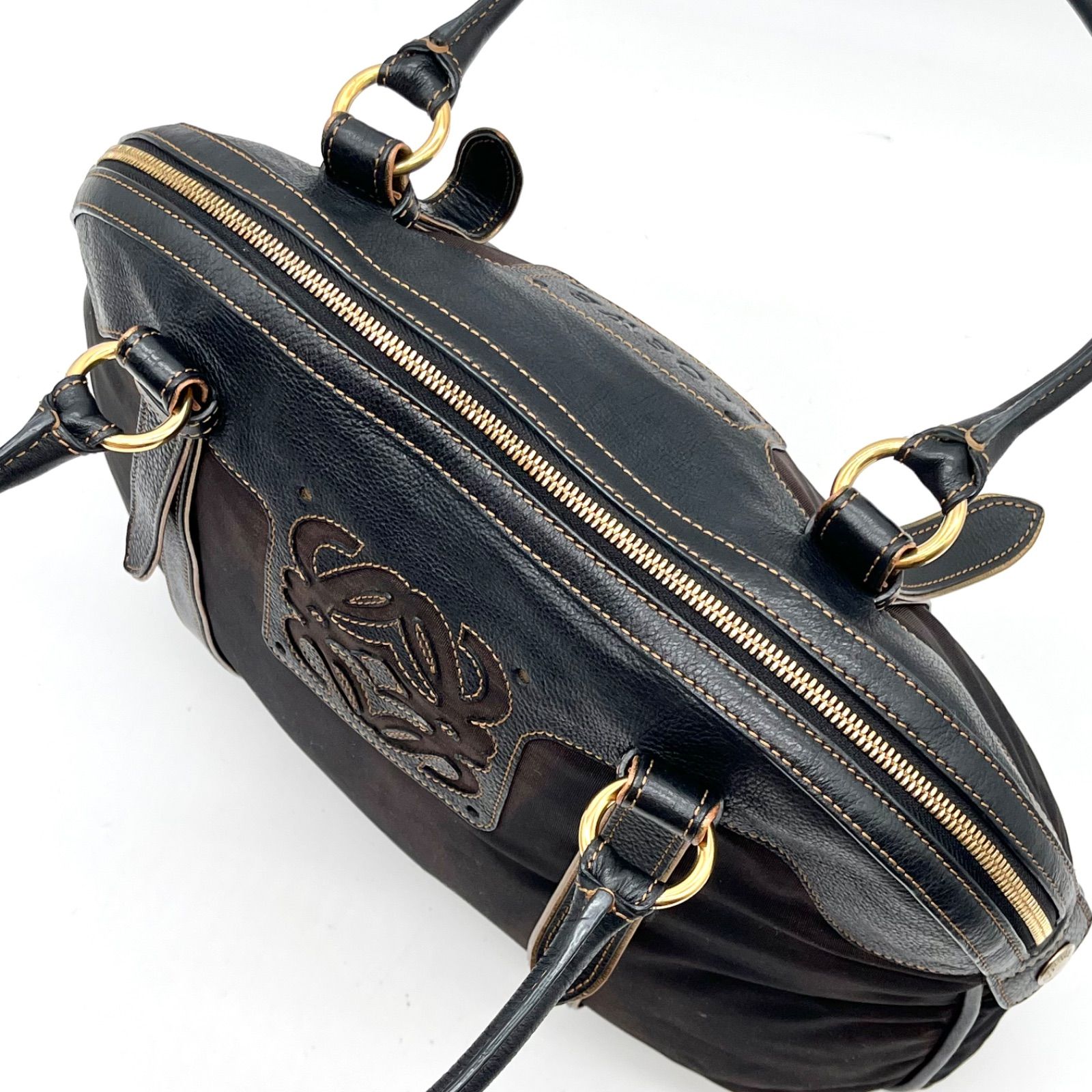 LOEWE ロエベ アナグラムロゴ ナイロン×レザー ショルダーバッグ