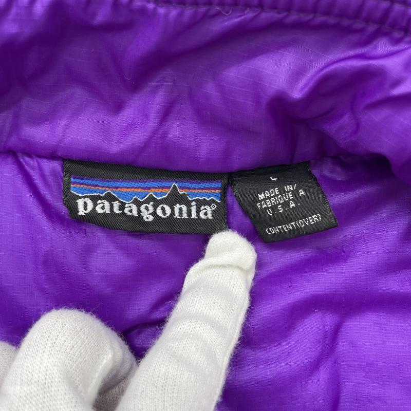 中古】90s Patagonia パフボール ベスト サイズL ネイビー/パープル