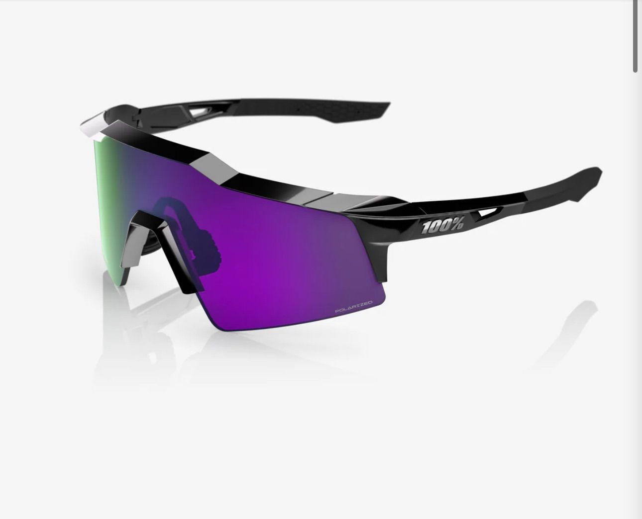 100%/ワンハンドレッド SPEEDCRAFT® SL Polished Black HiPER® Polarized Lavender Mirror Lens ミラーレンズ スポーツサングラス 野球 ロードバイク