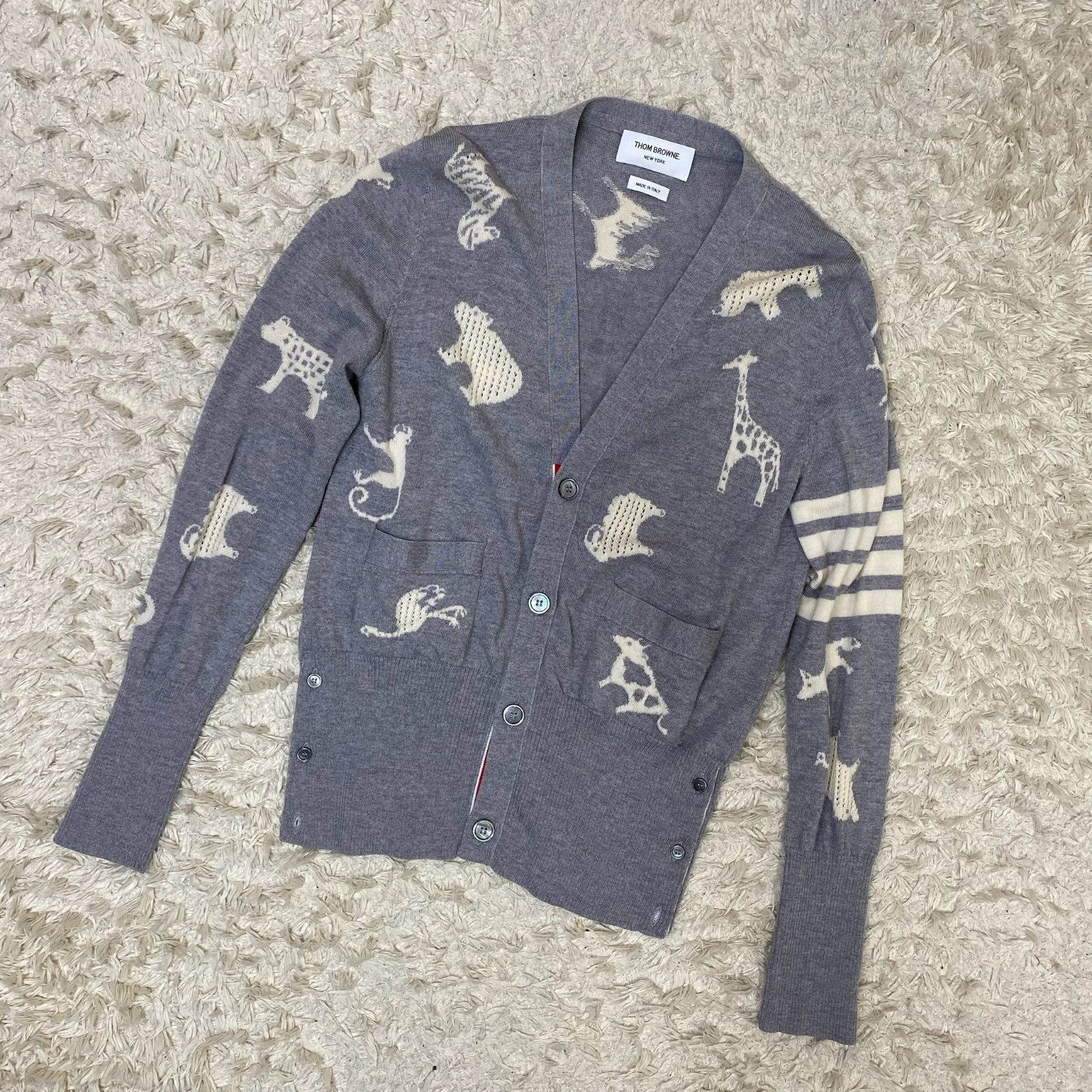 極美品 トムブラウン THOM BROWNE ウール100% ニット カーディガン