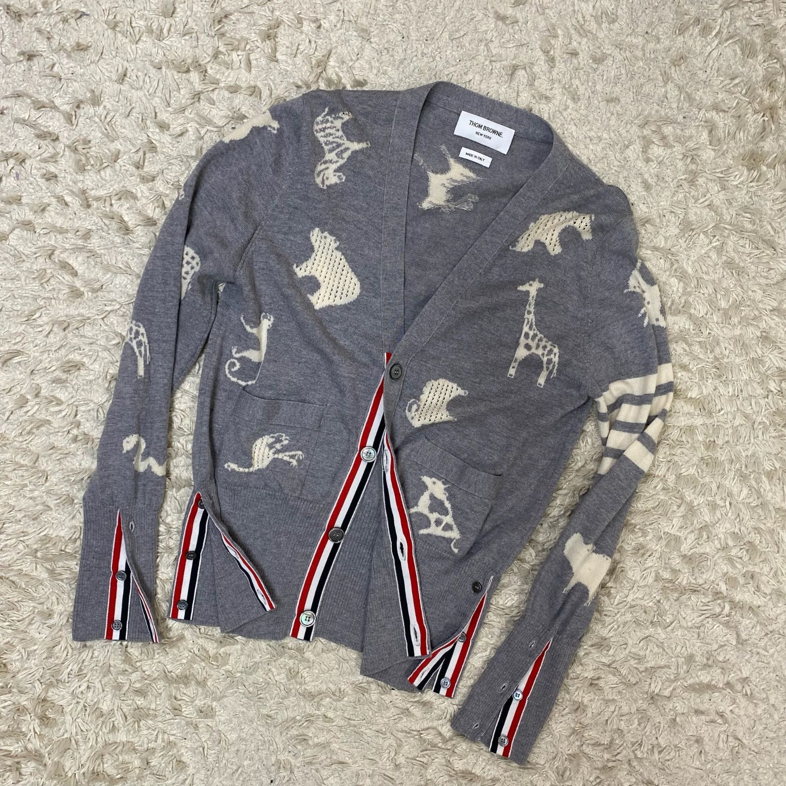 極美品 トムブラウン THOM BROWNE ウール100% ニット カーディガン