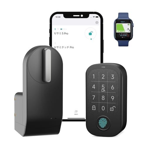 ★新品★キャンディハウス(Candy House) セサミ5 Pro+セサミタッチPro スマートロック ブラック 後付け型 ブラシレスモーター搭載 静音 指紋認証 ICカードリーダー f1b31d07