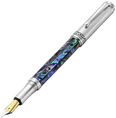Xezo Maestro 万年筆、中字ペン先、パウア貝、クロームメッキ、ハンドメイド、限定品、シリアル番号入り送料無料 beaa1756