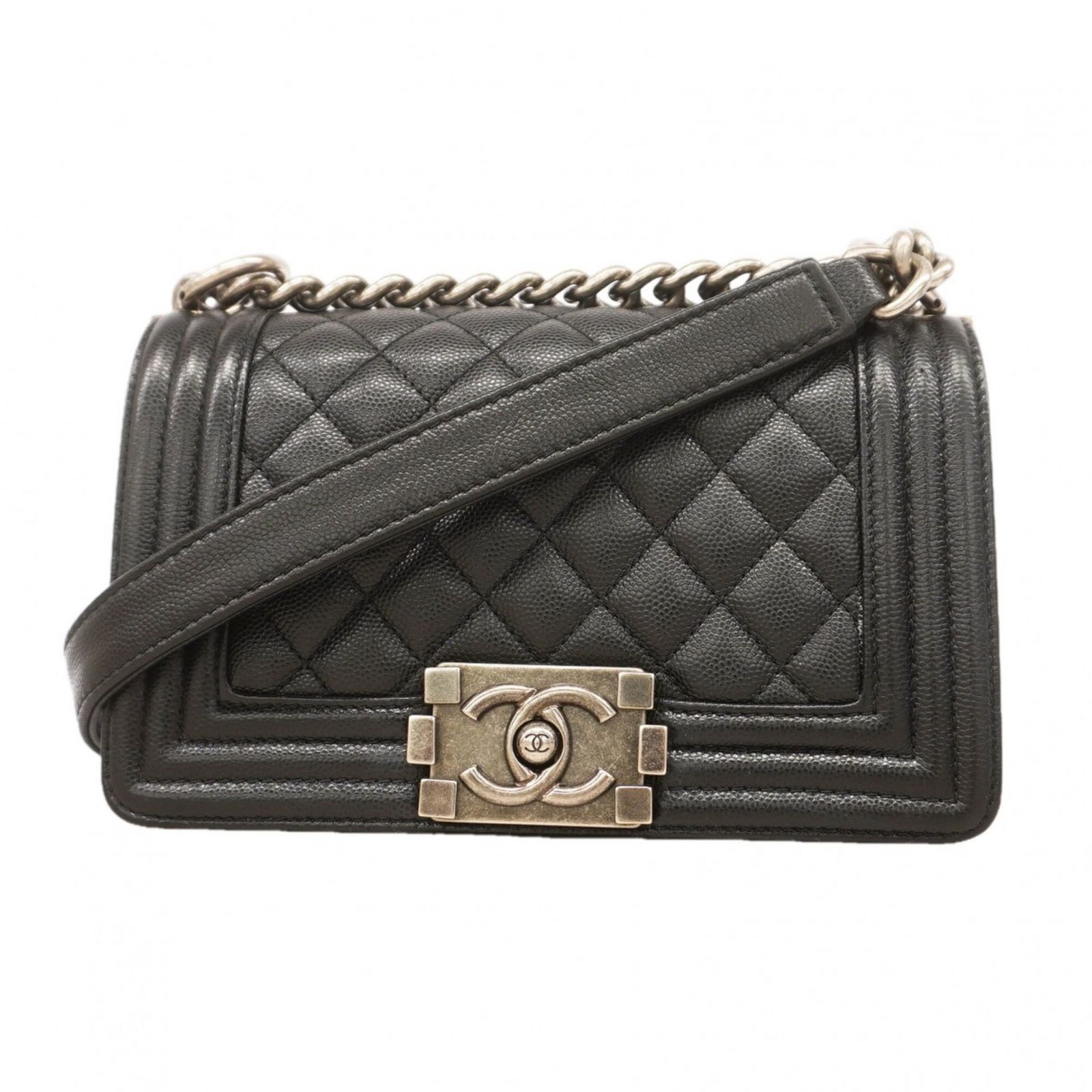 シャネル(Chanel) シャネル ショルダーバッグ ボーイシャネル チェーンショルダー キャビアスキン ブラック レディース P3219274