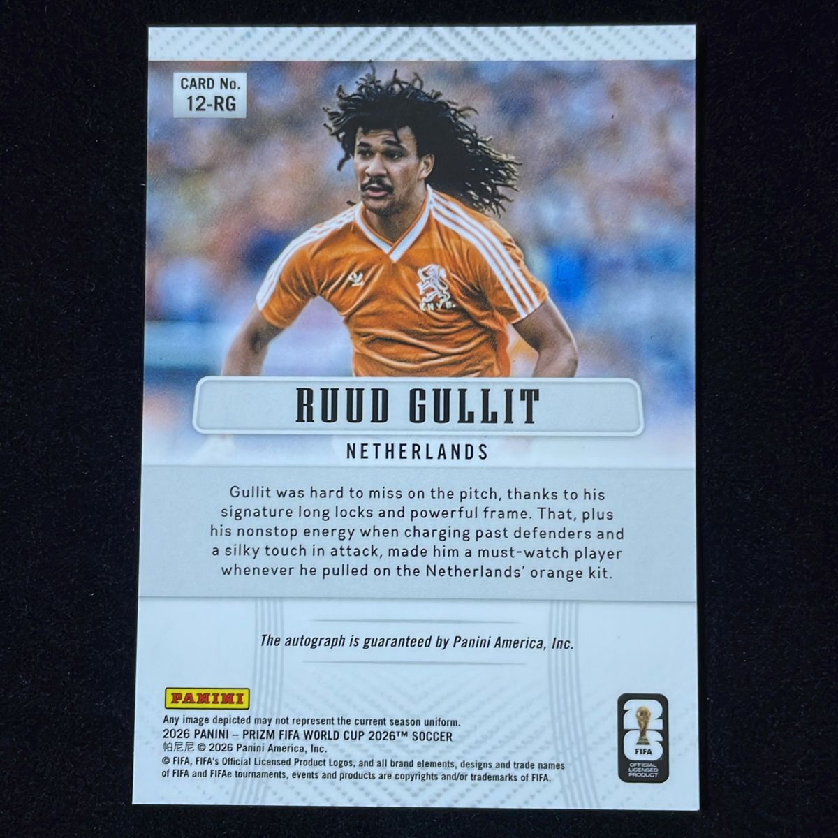 トレーディングカード Ruud Gullit ルート・フリット Panini Prizm