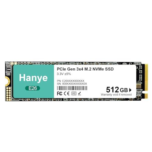 Hanye 内蔵型 SSD 512GB PCIe Gen3x4 M.2 NVMe 2280 3100MB/s 3D NAND E26 国内正規品 メーカー3年保証