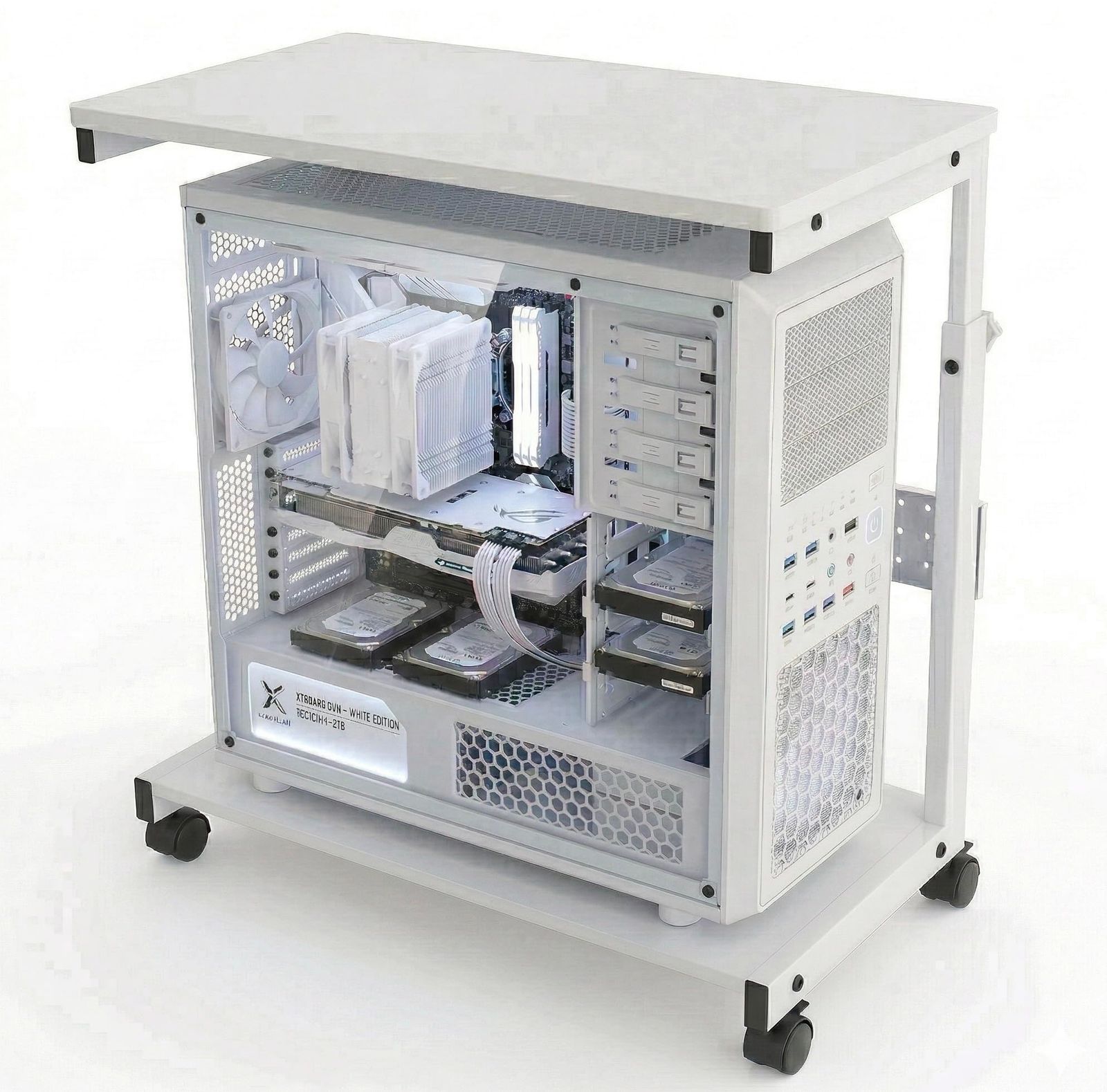 ALISE PCワゴン PCラック キャスター付き 5段階高さ調節 フルタワー対応 W64×D35×H60?80cm 耐荷重40kg PCスタンド サーバーラック パソコンラック パソコンワゴン サイドワゴン デスク下収納 省スペース 組立簡単 移動便利 コの