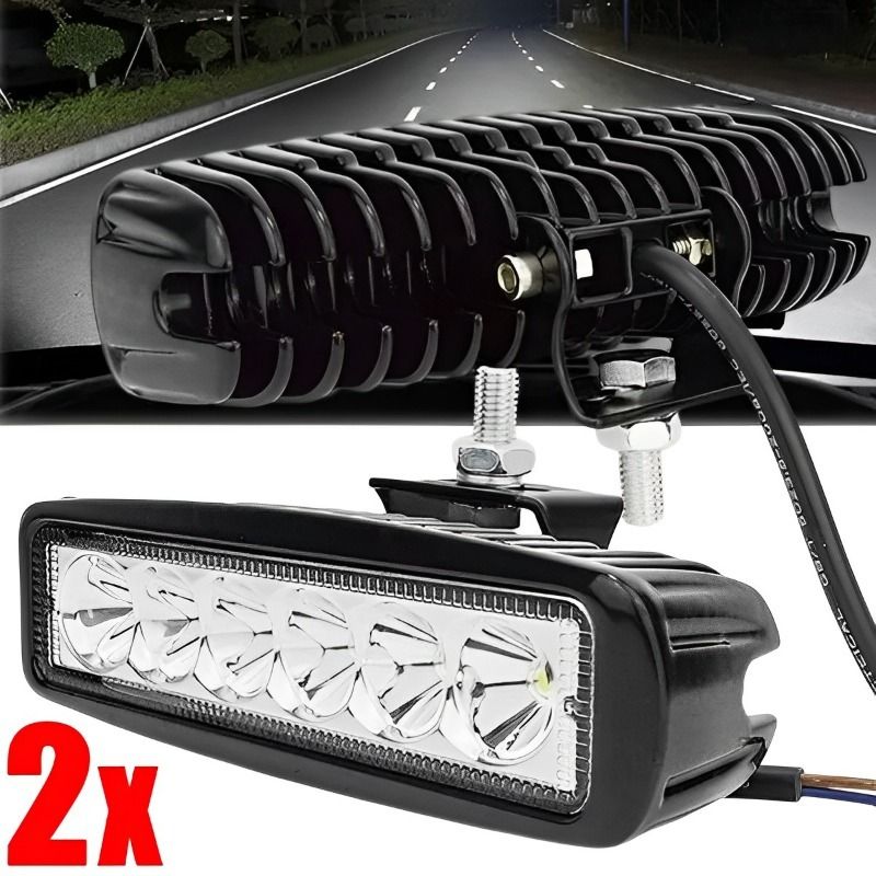 18W 6LED 作業灯 DRL スポットライト 防水 12-24V 6000K SUVトラック