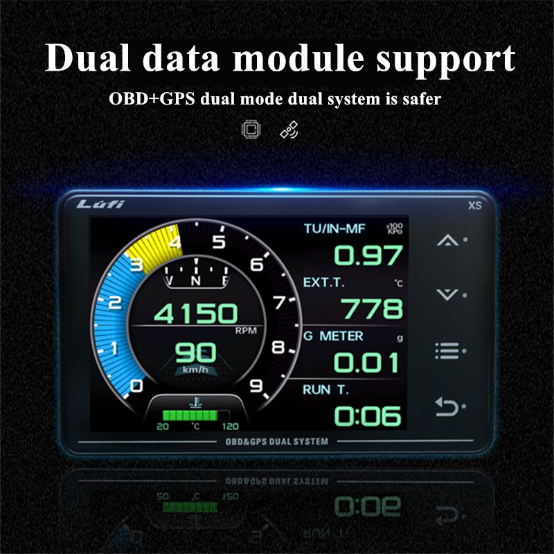 LUFI XS Revolution OBD2 OBD+GPS 多機能LCDゲージ 水温 油温 ターボ G