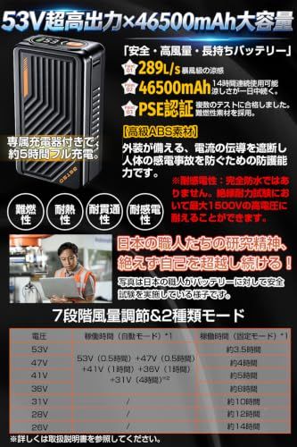 新品】【53V超高出力 46500mAh大容量】2026最新 ファンバッテリー