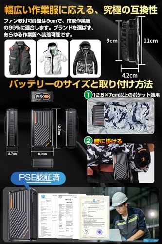 新品】【53V超高出力 46500mAh大容量】2026最新 ファンバッテリー