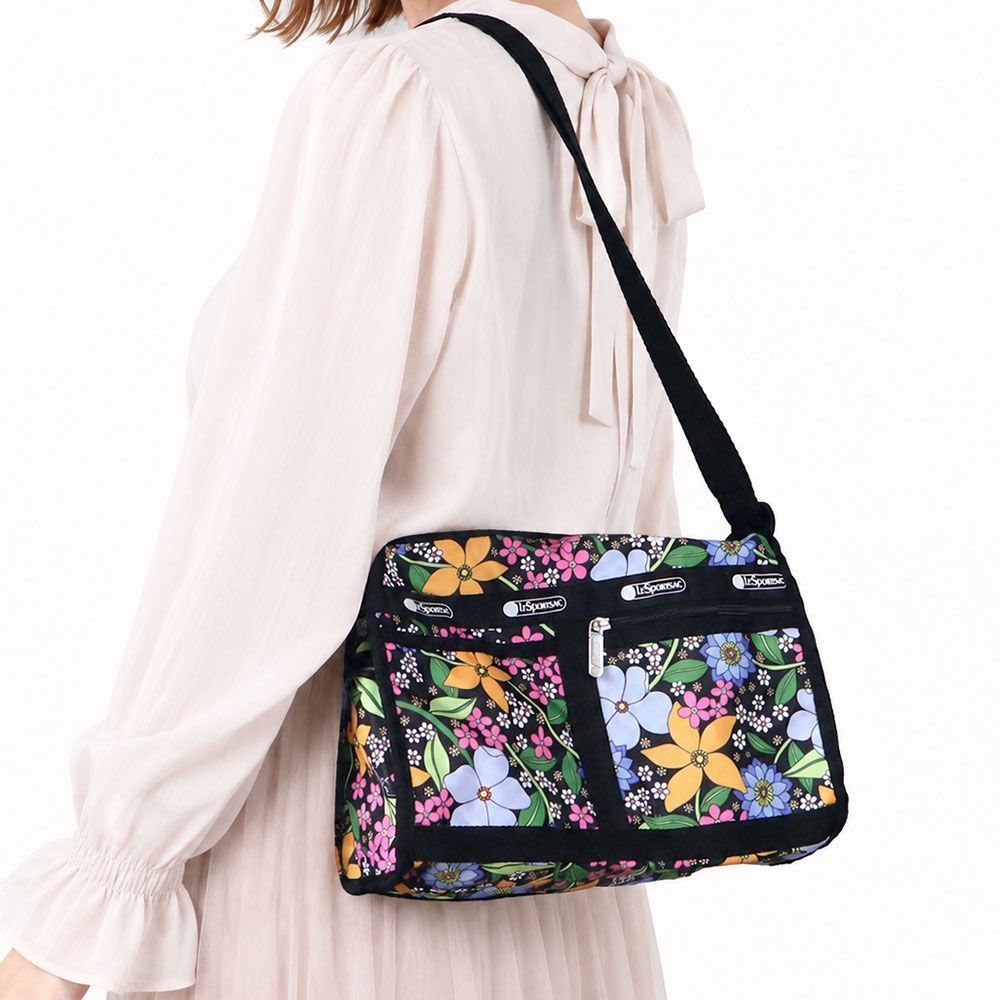 レスポートサック LeSportsac ショルダーバッグ レディース DELUXE SHOULDER SATCHEL 花柄 マルチカラー ブラック 7519 E833