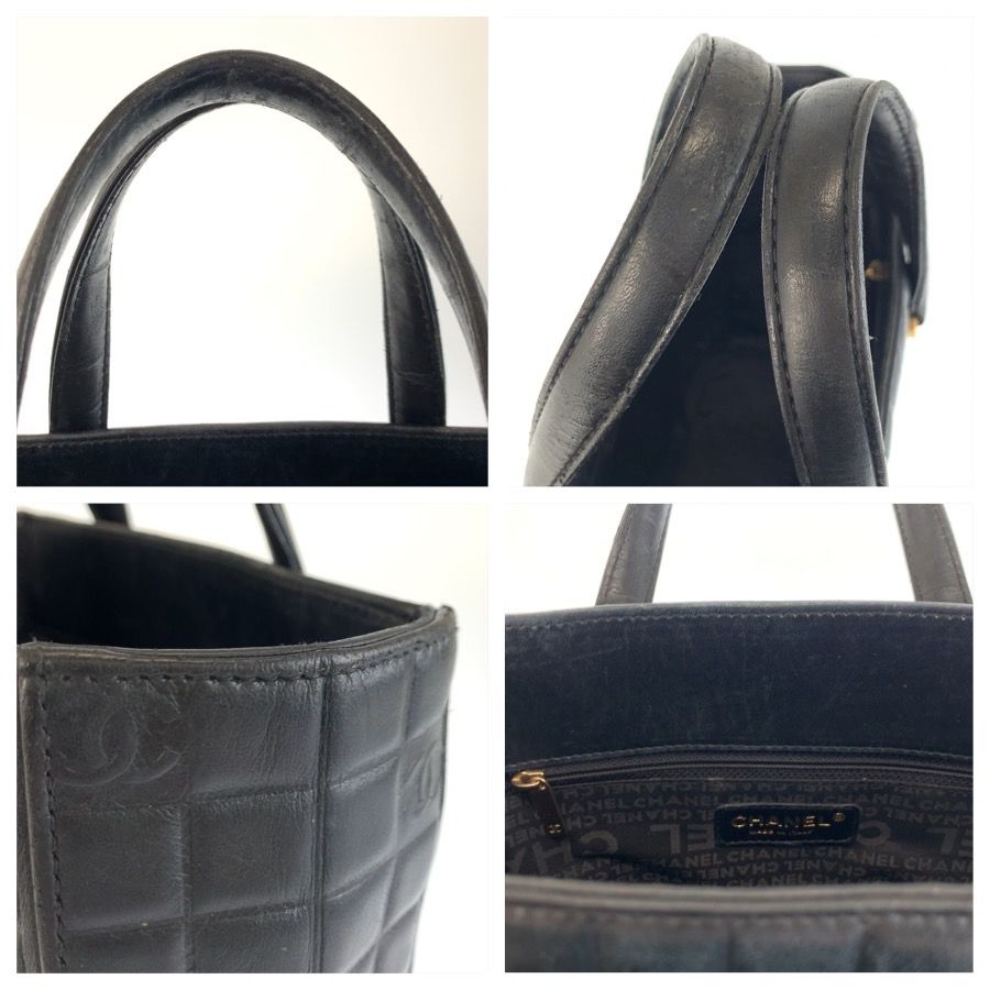 美品 CHANEL シャネル アイコン チョコバー ブラック 黒 レザー トート