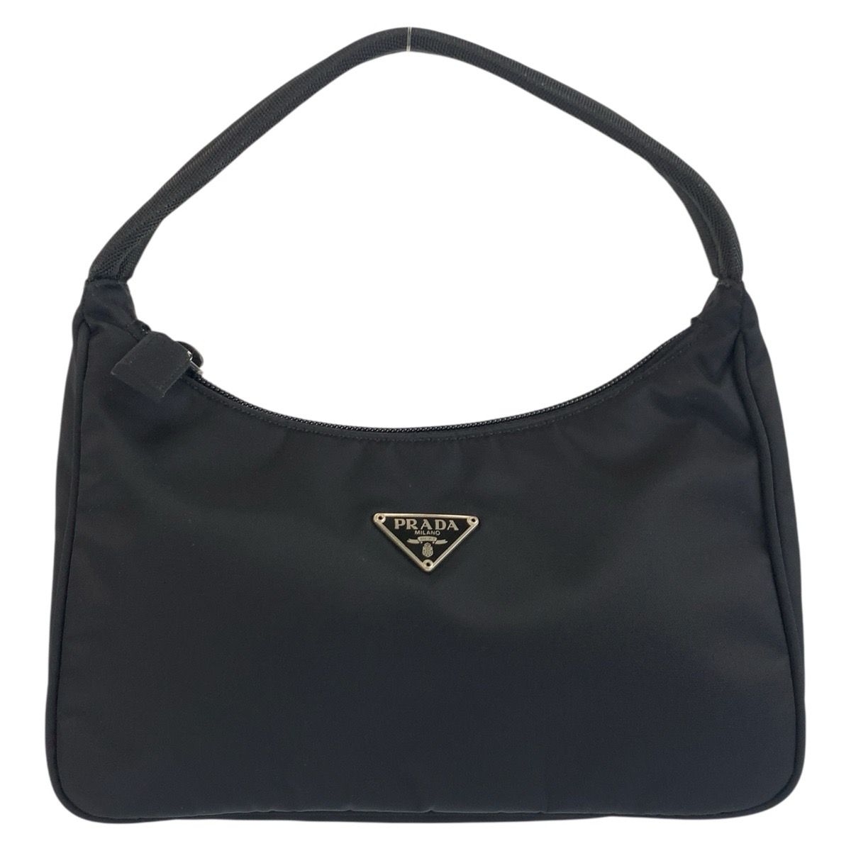 美品 PRADA プラダ テスート 三角ロゴプレート ブラック 黒 シルバー