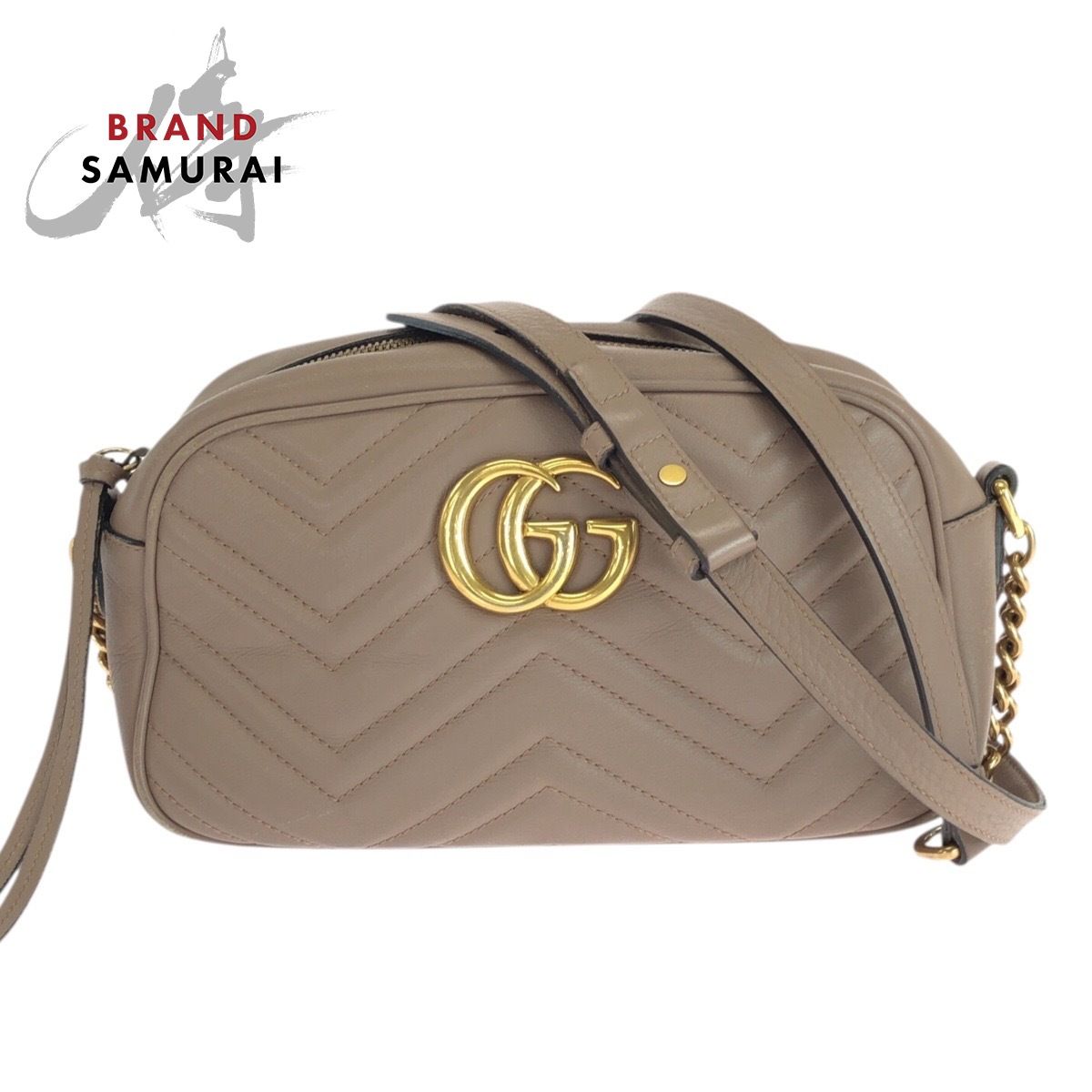 GUCCI グッチ GGマーモント ベージュ ゴールド金具 レザー 447632