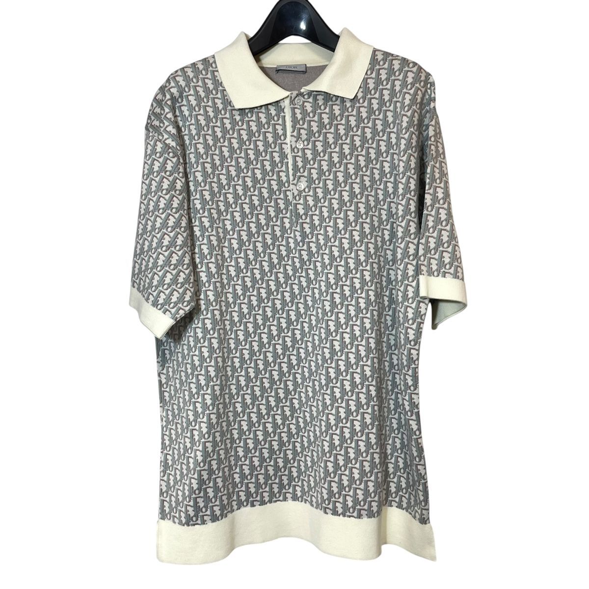 【中古】Christian Dior クリスチャン・ディオール オブリーク ニットポロシャツ 293M832AT396 サイズM グレー 26020096 RD