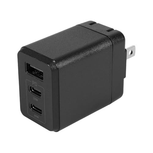 オウルテック AC充電器 PD65W出力 3ポート Type-C×2 Type-A×1 iPhone スマートフォン タブレット ノートPC PSE認証 ブラック OEC-APD65C2A1GS-BKas