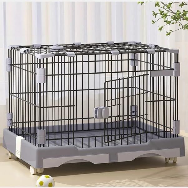 うさぎ・小動物用 ペットケージ 74×49×56cm 組立簡単 キャスター付き トレー＆隔尿板付き 扉2ヶ所 上開き 前開き 室内ケージ 小型犬 猫選べる5色 (74×49×56CM,ブラック)mt 58c9068d