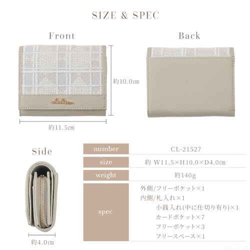 [クレリア] 財布 レディース 2つ折り 刺繍 本革 コンパクト 大容量 二つ折り財布 Colorerシリーズ 【CL-21527】 (ドゥ・ピンクローズ)pms