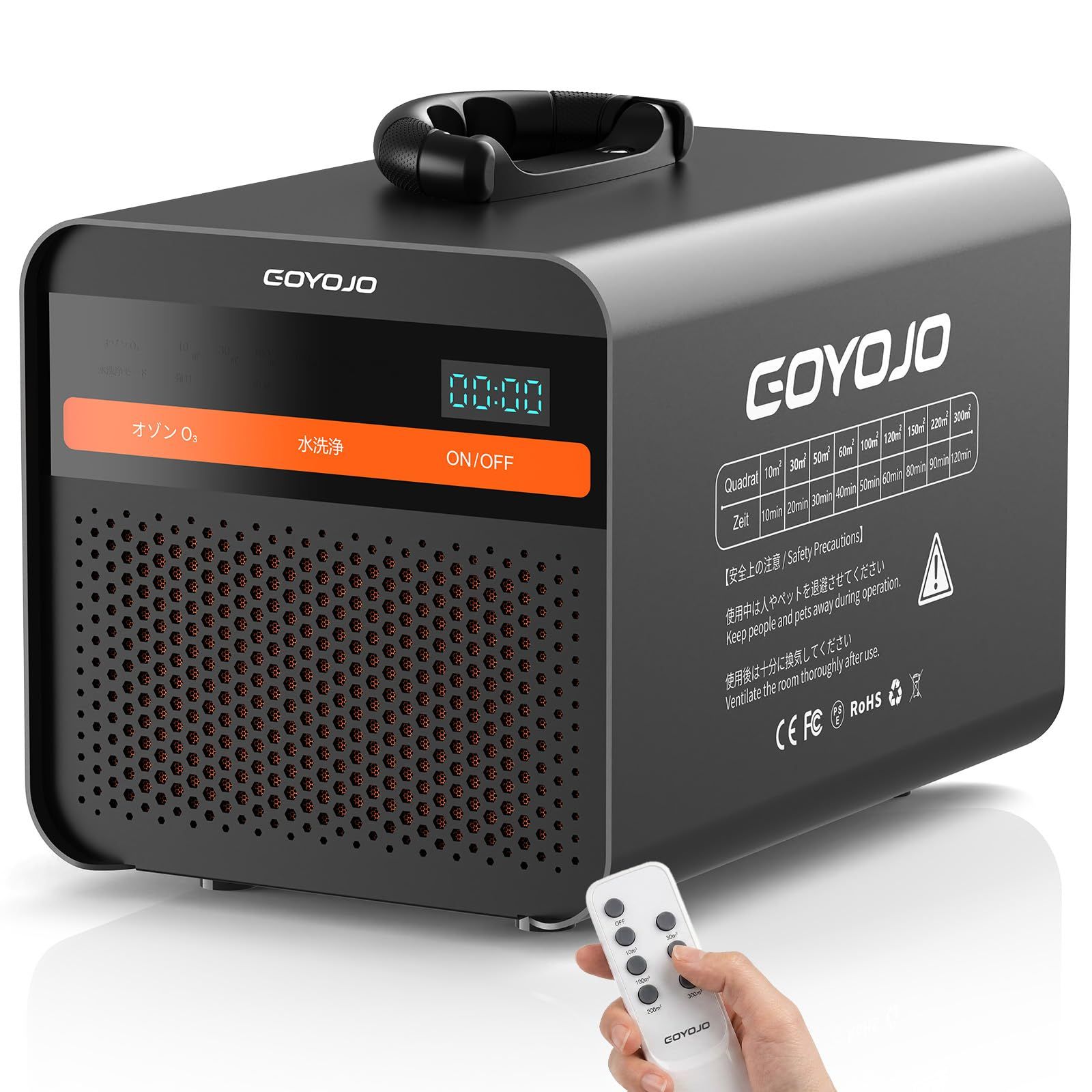 GOYOJO オゾン発生器【2026年新登?&自社開発4層セラミック技術】60000mg/h 業務用 空気・水対応 2モード切替 リモコン付き タッチパネル搭載 タイマー機能付【日本仕様・PSE認証済・電気用品安全法準拠】10?300?対応 33bc18bc