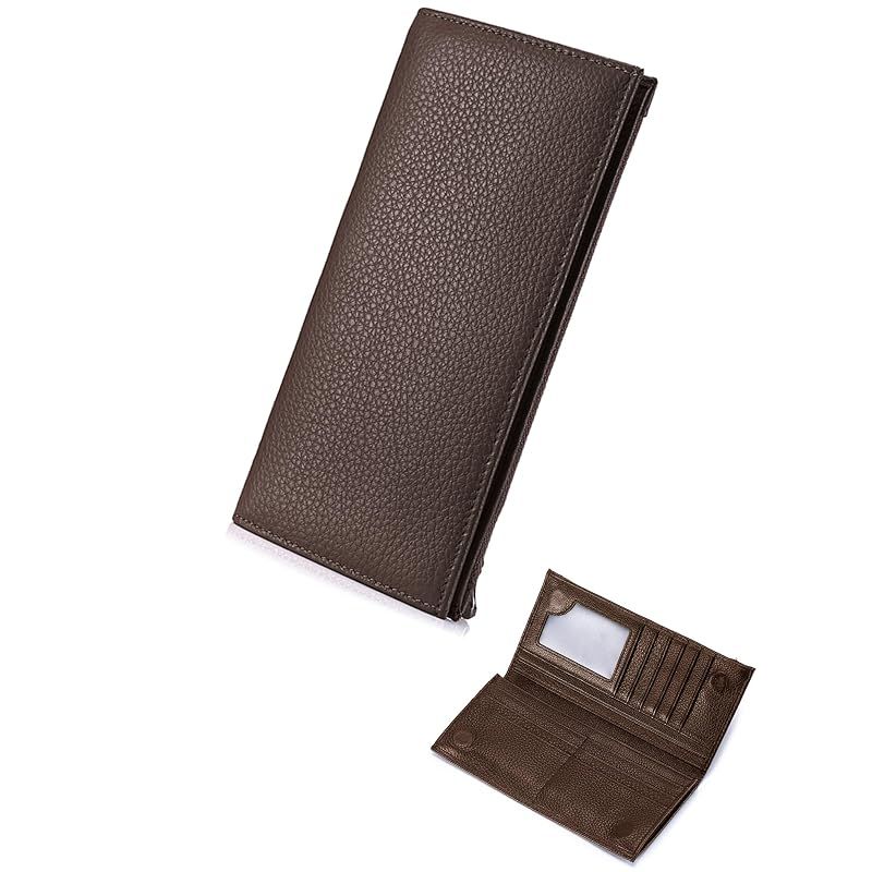 [Amzbag] 財布 メンズ 本革 長財布【薄型×大容量】 スキミング防止 12カード& 通帳ポケット マグネット式 スリム設計 小銭入れ付き コンパクト 金運 ビジネス 紳士用 父の日 人気 ブランド プレゼント 【一流の革職人が作る】 ウォレット ながざ