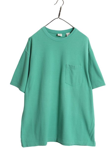 00s オールド ギャップ 鹿の子 ポケット付き 半袖 Tシャツ メンズ L / 無地 ポケT ヘビーウェイト コットン カットソー ボックス グリーン